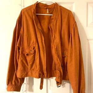 Orange Denim Free People Jacket